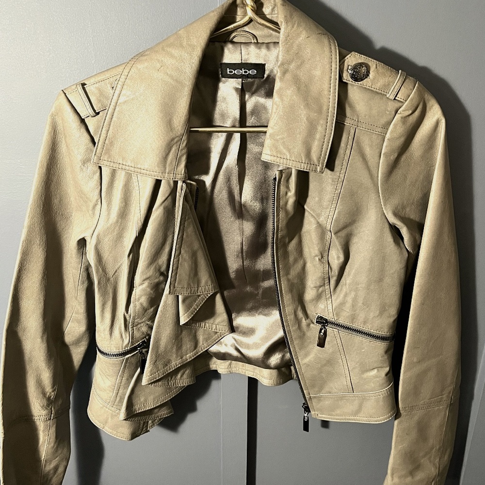 Bebe Grey leather Jacket